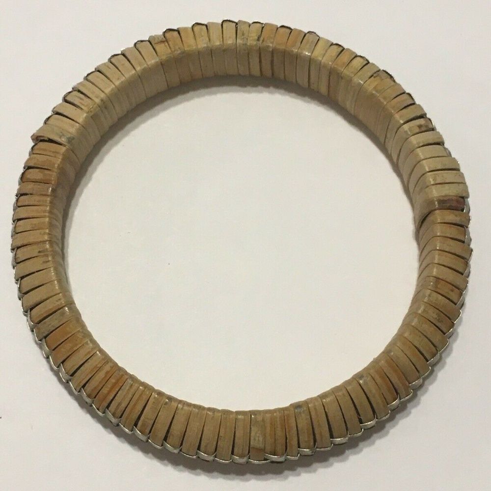 Bohemian Artisan Bamboo Bangle bracelet woven wood - Picture 2 of 7
